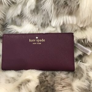 Mikas Pond Stacy Leather Long Wallet Deep Plum Bur
